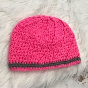 DELETING SOON Crochet Pink Grey Winter Hat Little Girl